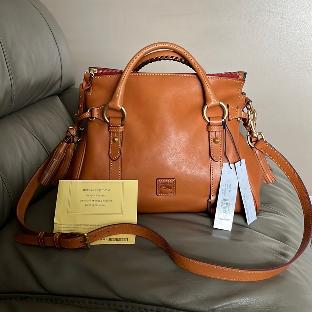 Dooney & Bourke Handbags Florentine Leather Small Satchel Natural.